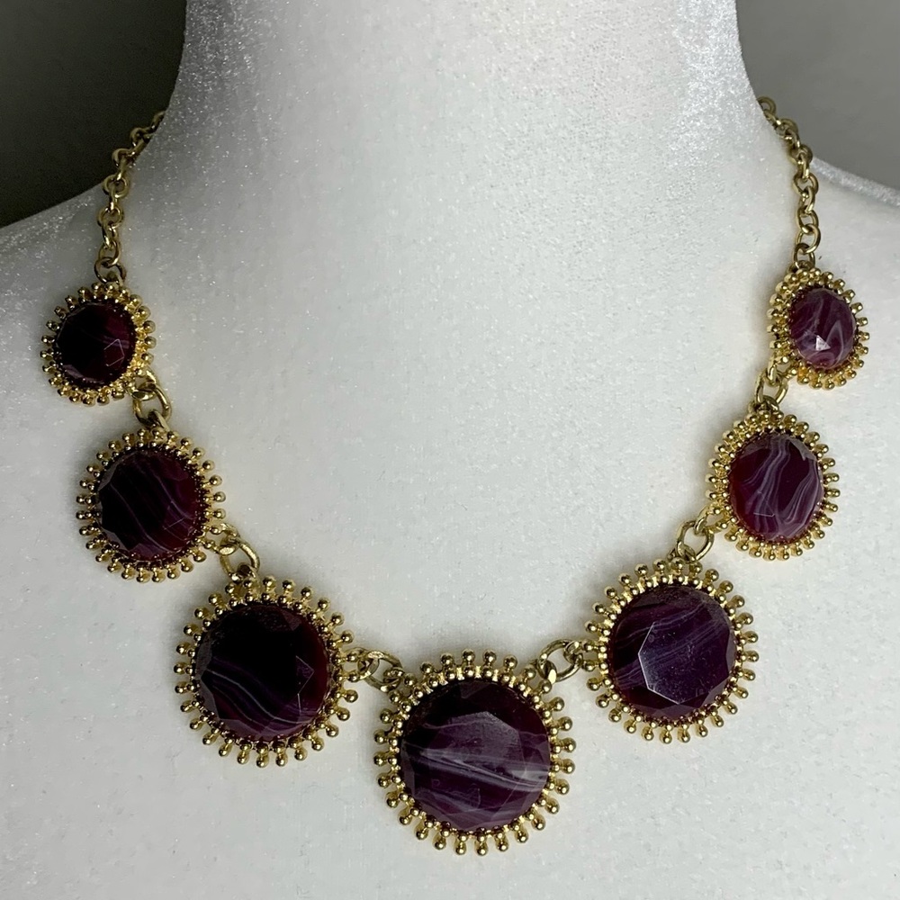 Seven Purple Stone with Gold Starburst Necklace